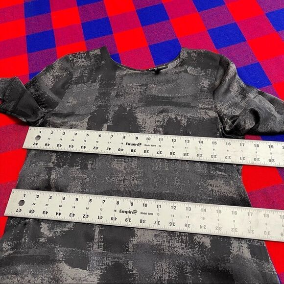 Eileen Fisher Bark Gaia Printed Silk Charmeuse Roundneck Box Top Size XXS $268 - Picture 10 of 11